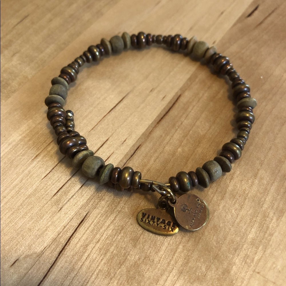 Gold beaded Alex and Ani divider bracelet